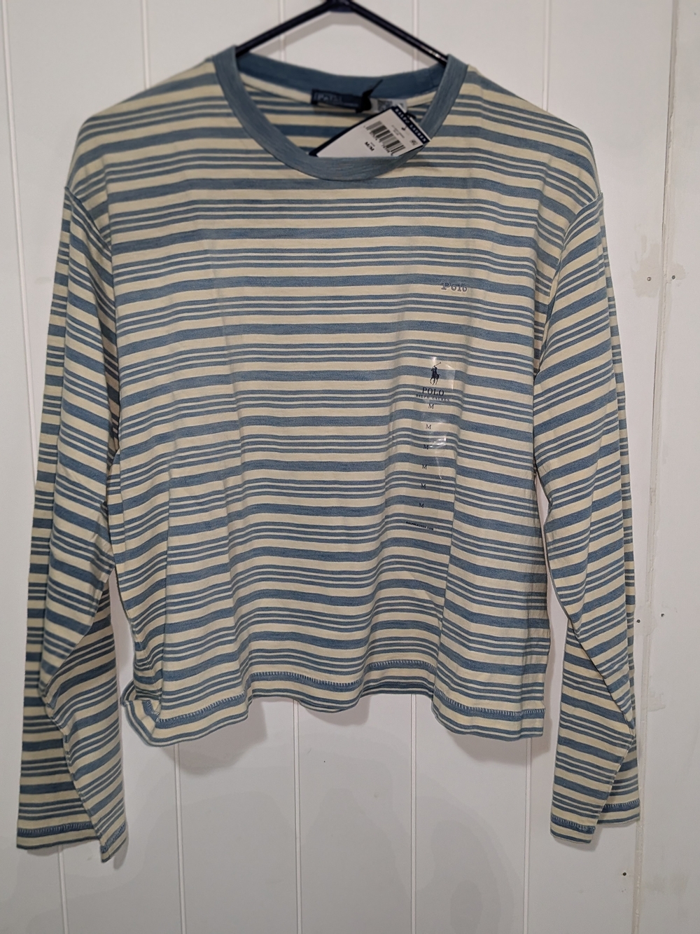 Polo by Ralph Lauren Striped Long Sleeve Crewneck - Light Blue & Cream